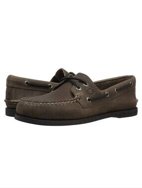 Sperry Top Sider Two-Eye Pullup Brown Leather Boat Shoes Men's 10